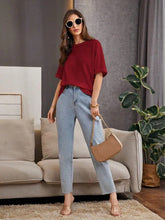 maroon  Oversized Waffle Knit t shirt